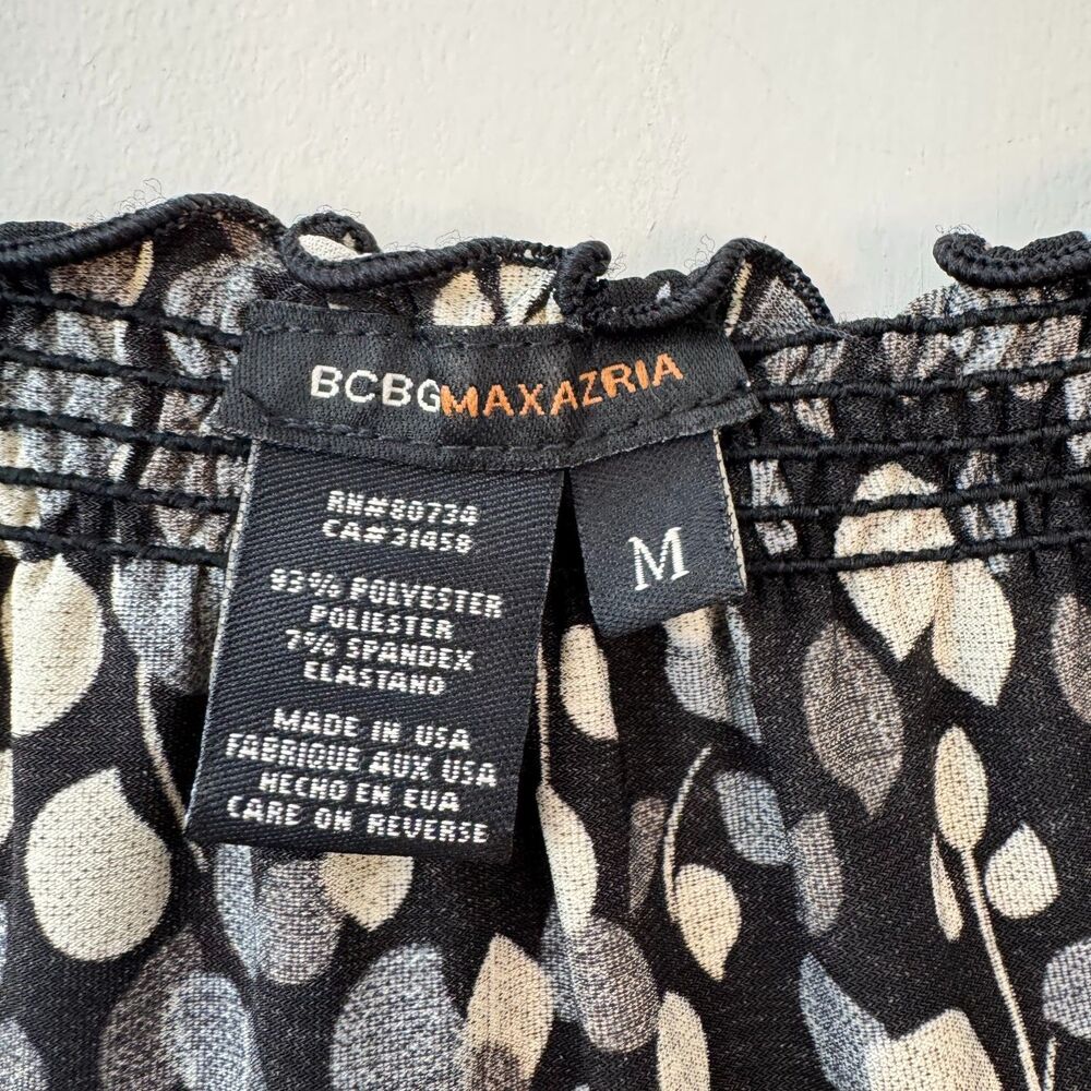 BCBGMaxazria Ruffled V-Neck Smocked Top Size Medium - Picture 6 of 7